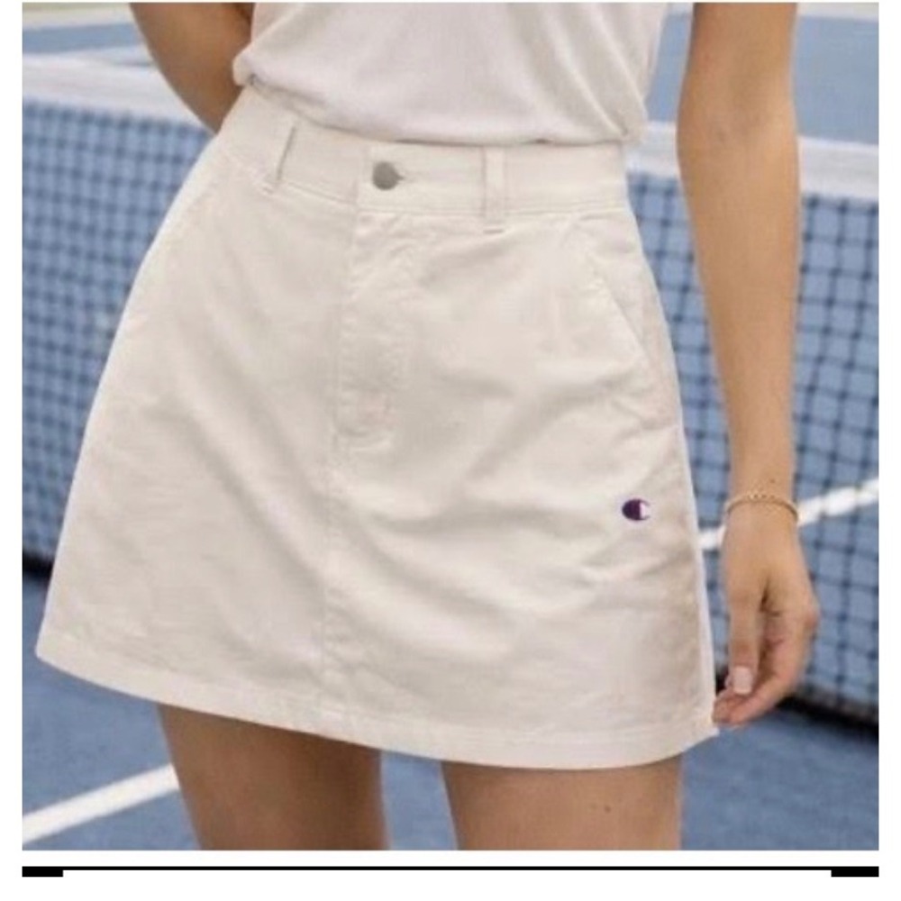 Champion Women Off White Cotton Twill Mini Skirt Size 10 NWT